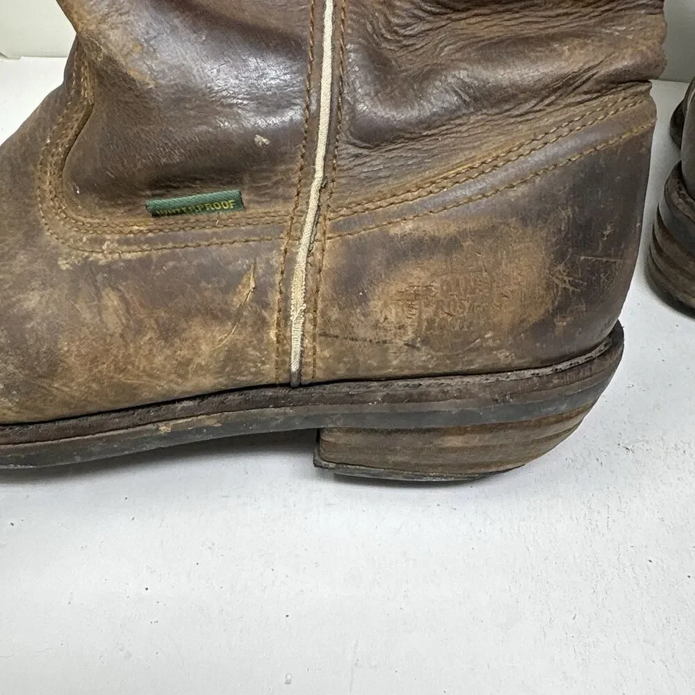 Vintage Style Dan Post Leather Pull On Roper Boots Heavily Worn Patina Mens 12D